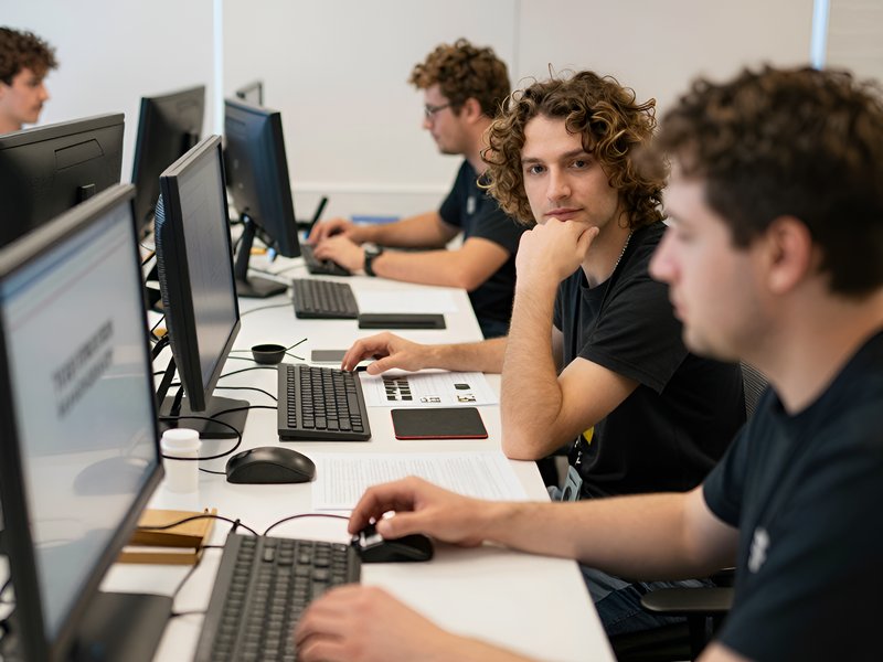 Команда Easycont работает над созданием контента с помощью современных текстовых генераторов в офисе